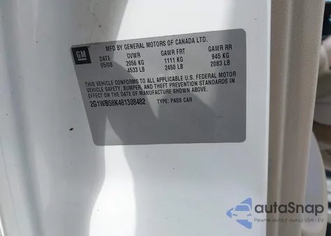 2008 Chevrolet Impala Ls from USA, damaged, VIN 2G1WB58K481308482